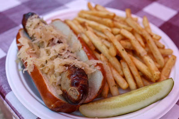 Klements 1/3 Brat on a Pretzel Bun