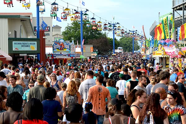 Busy Day on Grandstand Avenue at the Wisconsin State Fair