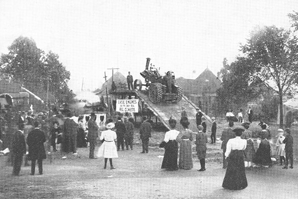 1880s Machinery Exhibit featuring Case Tractor Hill Climb