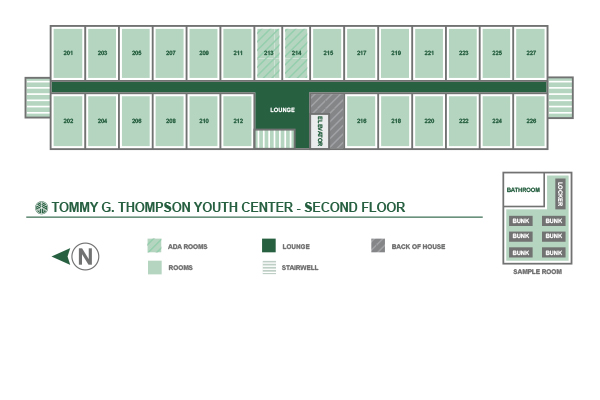 Floor Plan - Tommy G Thompson Youth Center Second Floor
