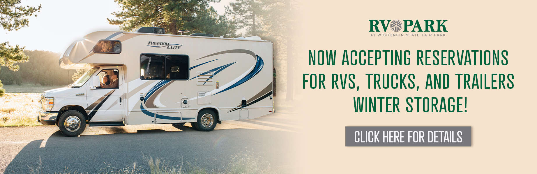 Now accepting reservations for RVs, trucks, and trailers winter storage! Click here for details.
